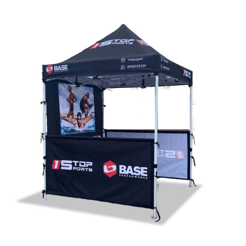 Carpa 3x3 con pared y dos medias paredes